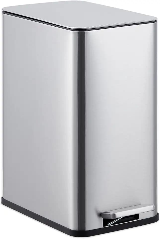 Garvee 2.6 Gal Bathroom Trash Can Stainless - Soft Close Step-On Bin