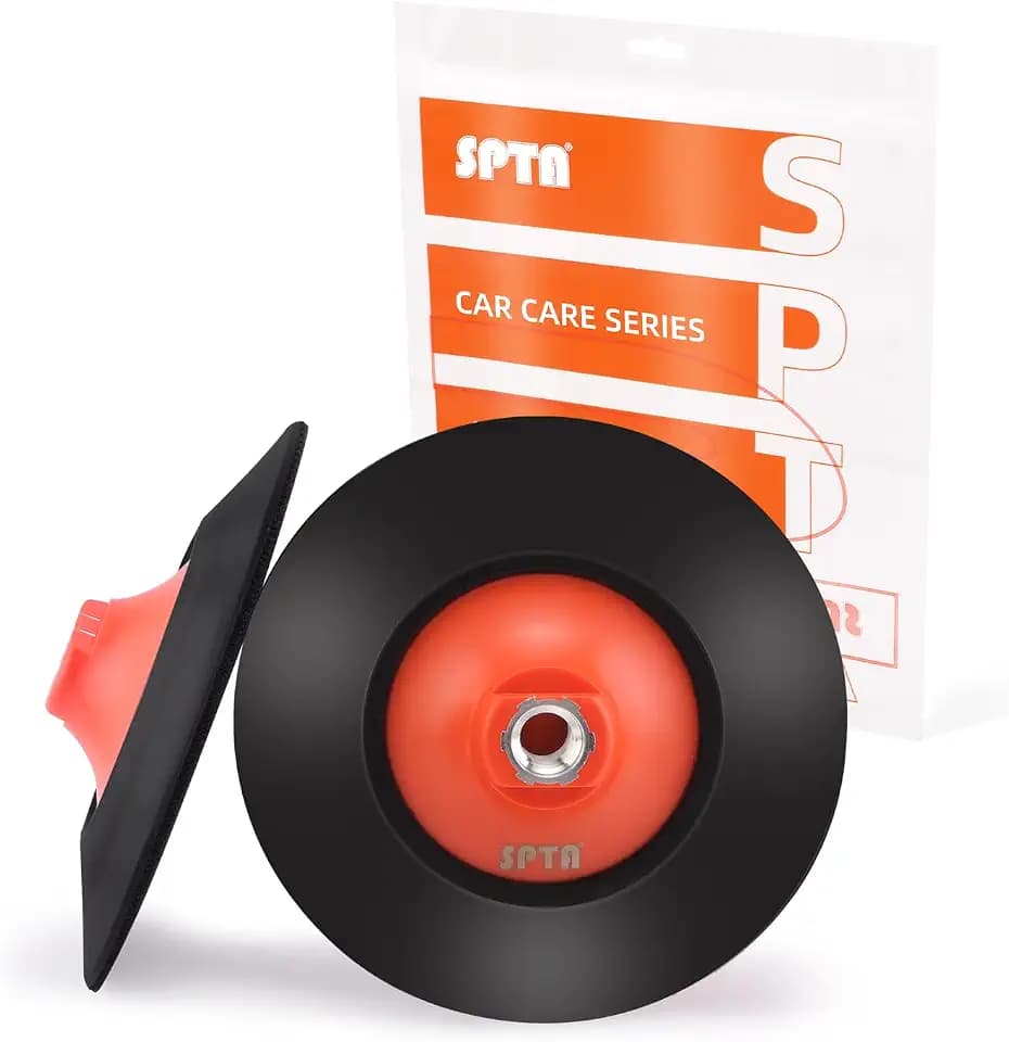 SPTA 2Pcs RO Rotary Flexible Backing Plate, Hoop-and-Loop Face PU Soft Backing Pad Used On Rotary Polisher Sander for Sanding Polishing Buffing Finishing (5/8"-11 Thread, Orange, 6Inch (150mm))