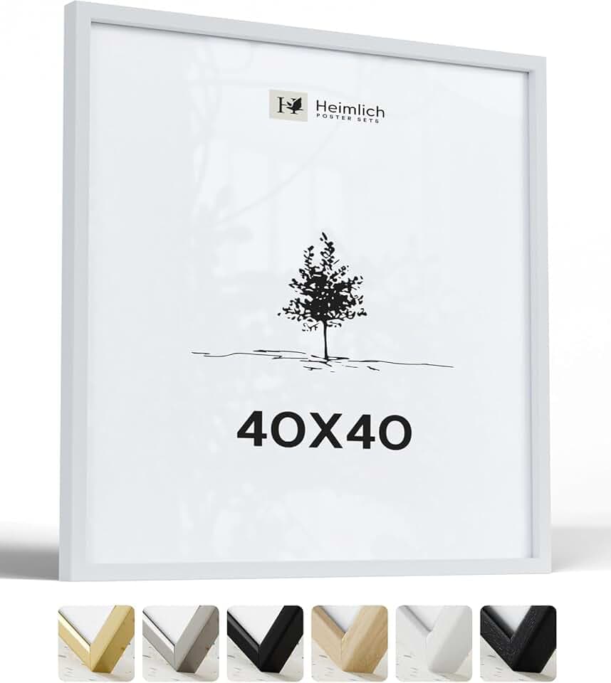 Heimlich Fotorahmen aus massivem Ayous-Holz – 40 x 40 cm, weiß