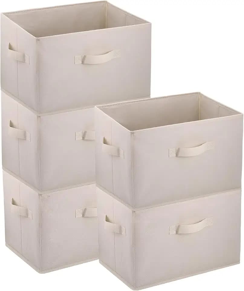 Hejo 5 Stück Stoff Aufbewahrungsbox Groß, 38x25x25cm Faltbare Stoffboxen
