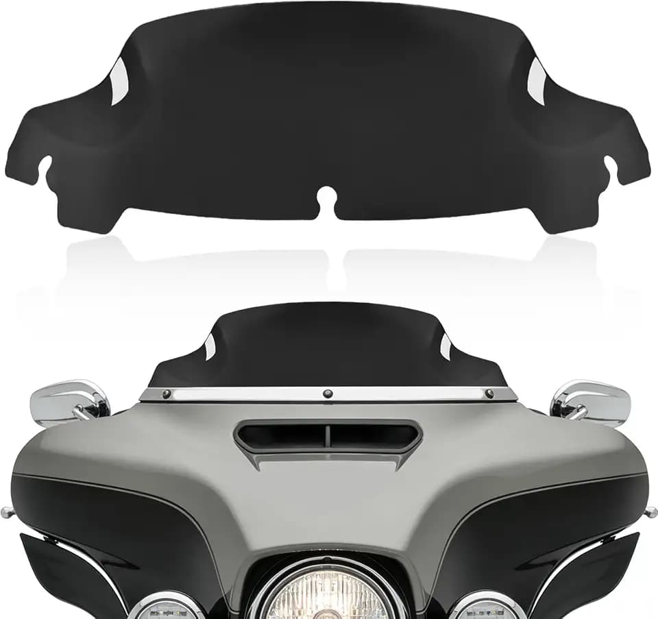 Black 7" Motorcycle Wave Windshield Windscreen Compatible for 2014-2023 Harley Davidson Touring Street Glide Electra Glide Tri Glide FLHX FLHXU FLHTC FLTR FLTR FLHTK FLHXSE