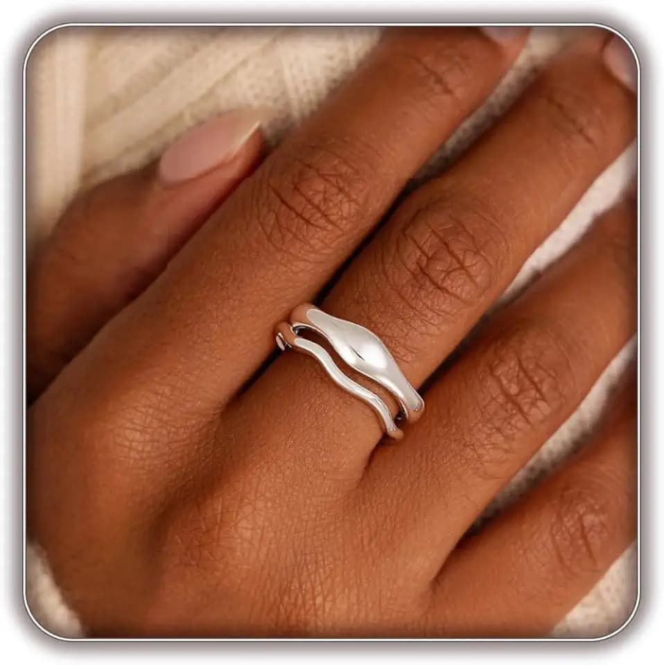 the City Rings for Women, Dainty 14K Gold Plated Stackable Thin Pinky Thumb Ring Set Hypoallergenic Wedding Bands Engagement Rings Non Tarnish Trendy Stuff Gold Jewelry Set Birthday Gifts for Mom