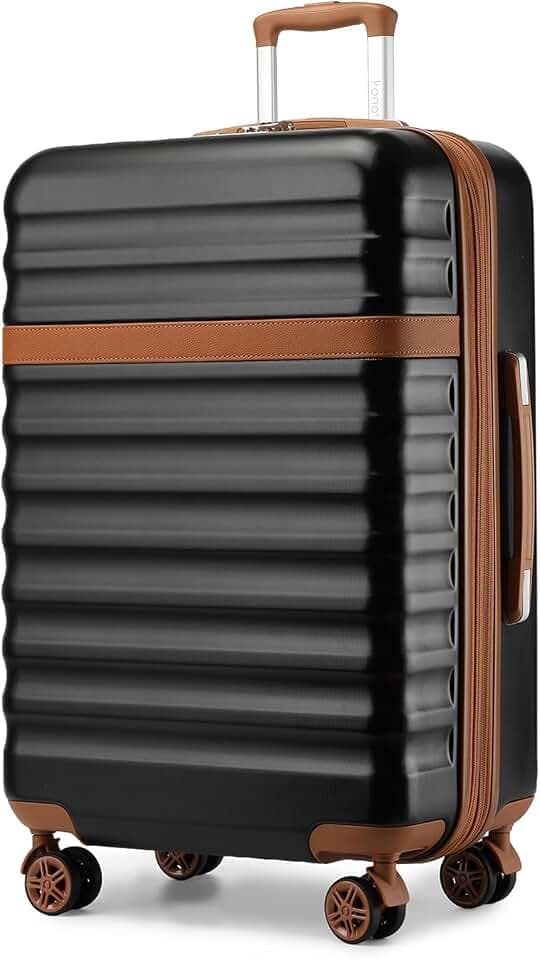 Kono Checked Luggage 28in Expandable Hardside TSA Lock Black