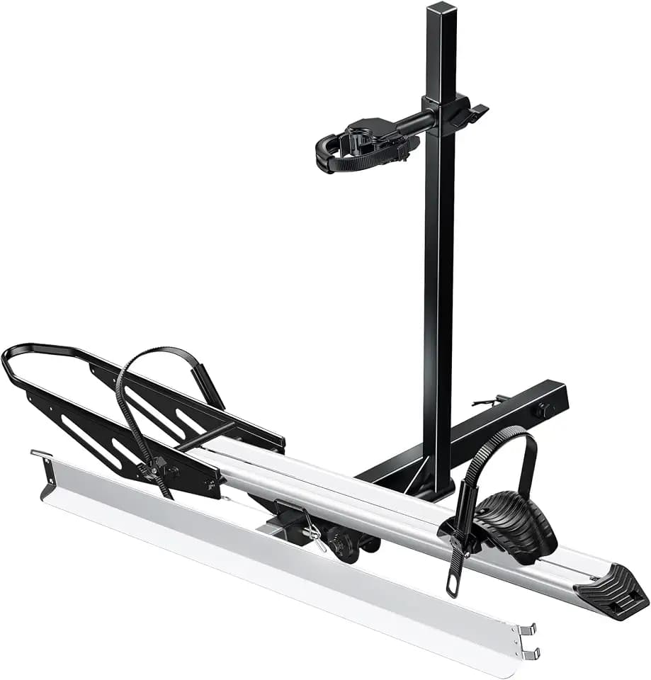 Young Hitch Mount Single Bike Rack with Ramp, 100 lbs Capacity