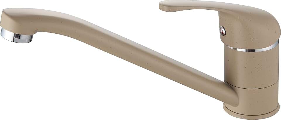 Moderner Küchenarmatur in beige Qualität mit Schläuchen, Standard-Anschlüssen | Einhebel|Massives Messing | luxuriöser runder Einteiliger Mischbatterie | 1 Stück