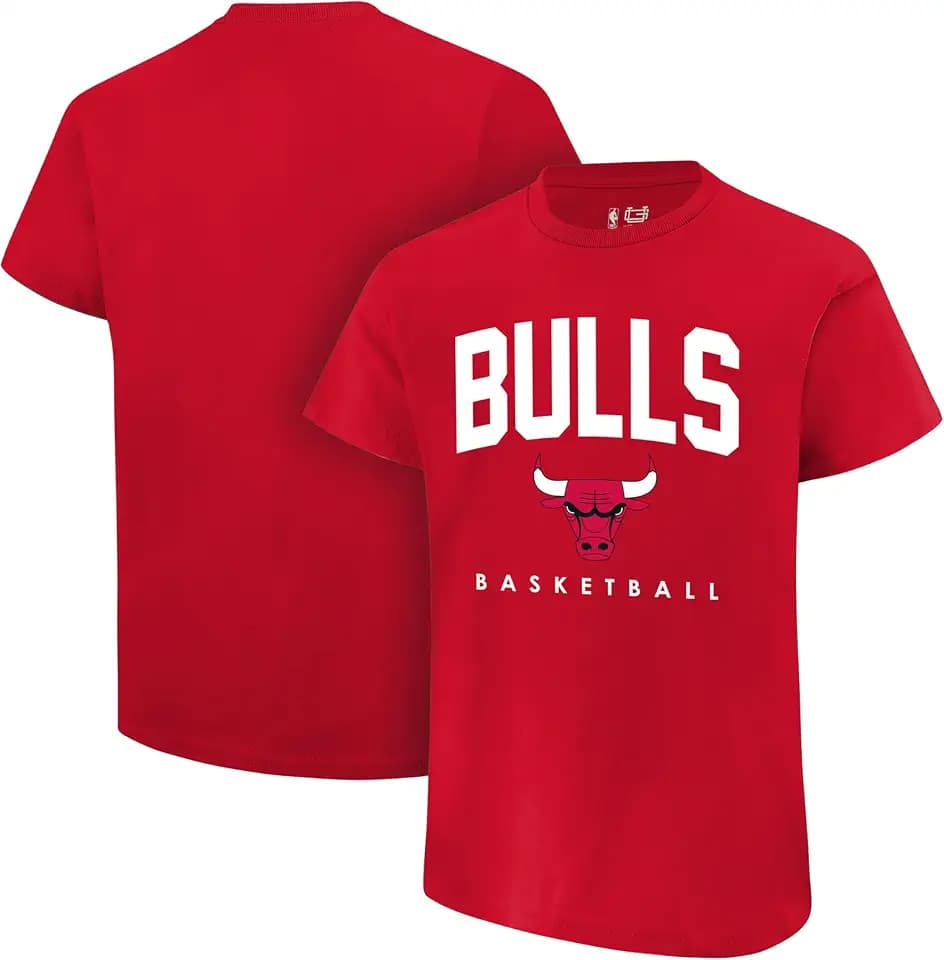 Ultra Game Boys' Arched Plexi Short Sleeve T-Shirt,Chicago Bulls,Team Color,14-16