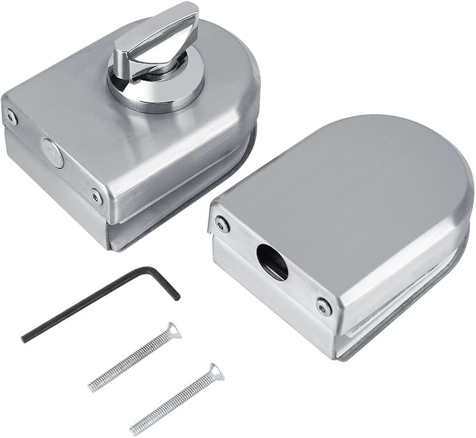 Glastürschloss 10-12 mm Edelstahl mit Aluminiumkern für sicheres Öffnen/Schließen, Diebstahlsicherung für rahmenlose Glastüren, Hotelbadezimmer, Büro, Zuhause