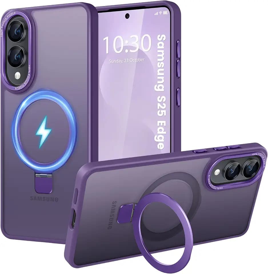 HuwaiH Magnetic Stand Case for Samsung Galaxy S25 Edge, Purple