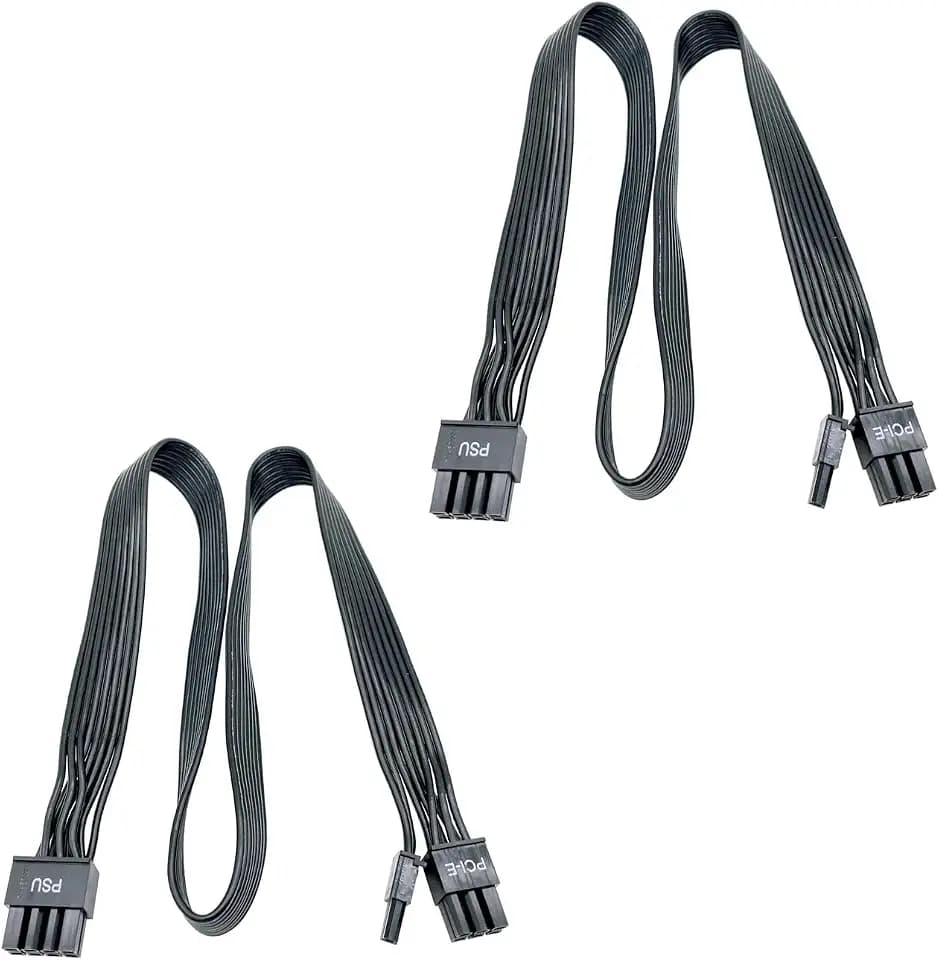 PCIE Cable for Corsair, 65CM Male to Male 8 Pin to 6+2 Pin GPU Power Cable for Thermaltake, ARESGAME Modular Power Supply (25'') (2-Pack Black 18AWG)