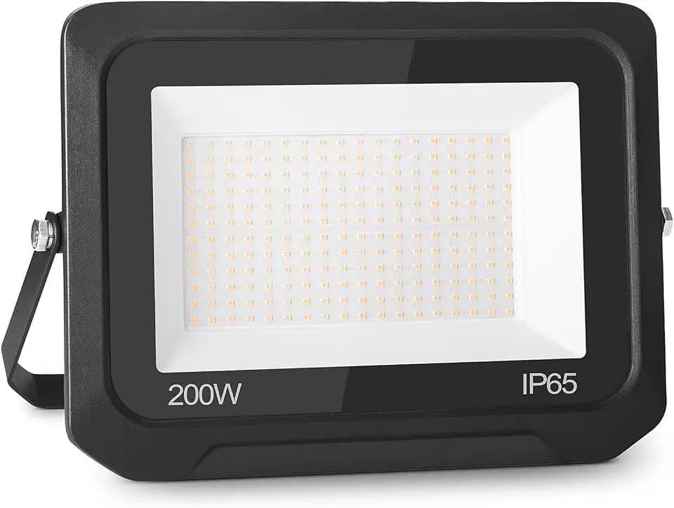 bapro 200W 20000LM Außenstrahler LED Fluter IP65 Wasserdicht 3500K Warmweiß Outdoor-Sicherheitsleuchte Extraflach Flutlicht LED Strahler Außen für Garten, Garage, Hof, Sportplatz