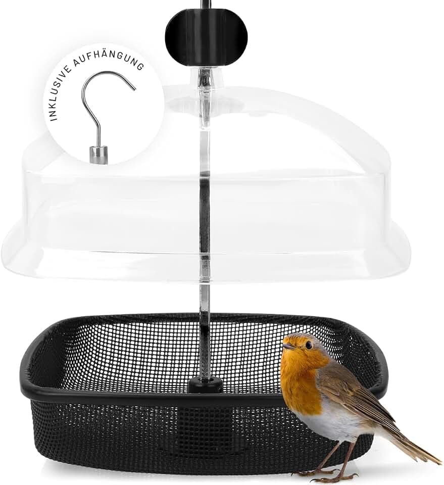 WILDLIFE HOME Futterspender für Mehlwürmer - Futtersäule für Vögel mit Regenschutz zum Aufhängen, Futterstation Vogelfutterspender zur ganzjährigen Wildvögel Fütterung