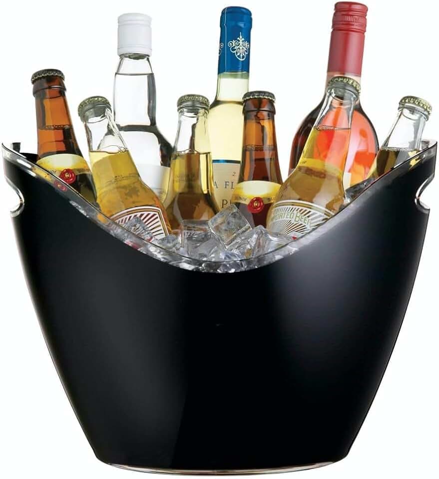BarCraft Getränkekühler Bierkübel für Partys, Grillabende und Mehr, Acryl, Schwarz, 22 Liter