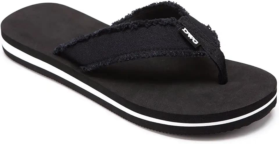 DWG Men's Soft Flip-Flop Sandals, Light Weight, Shock Proof, Non-Slip, Wide Sole, Canvas Strap, Comfort Thong Slippers for Indoor and Outdoor Beach,Size 8.5-14