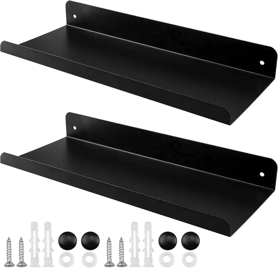 2er Set Wandregal Schwarz, Wandregal Metall, Schweberegale Dekorative