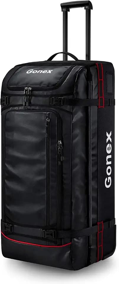 Gonex Rolling Duffle Bag with Wheels, Waterproof PVC Luggage, 33 in, Black