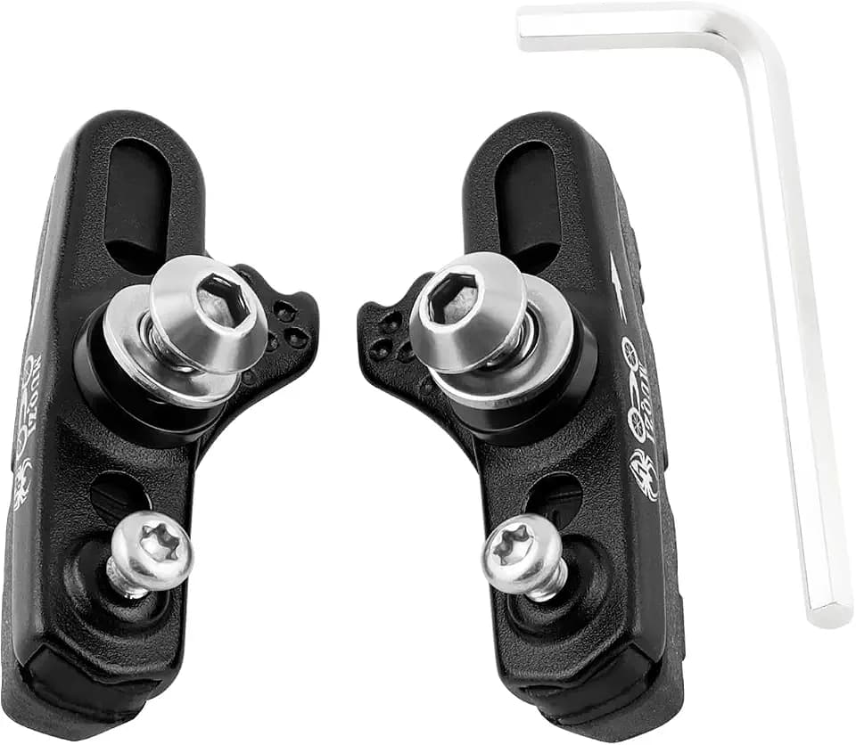 Bike Carbon Fiber Rim Brake Pads, 1 Pair Bicycle C-Brake Blocks Shoes Matte Aluminum Alloy Brake Boots for Front and Rear Wheel