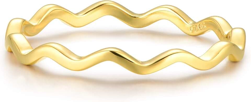 Wavy Eternity Ring - [Thin Zig Zag Line] - Vintage Stackable Band [Dainty/Delicate Stacking Style] For Women [Hypoallergenic]