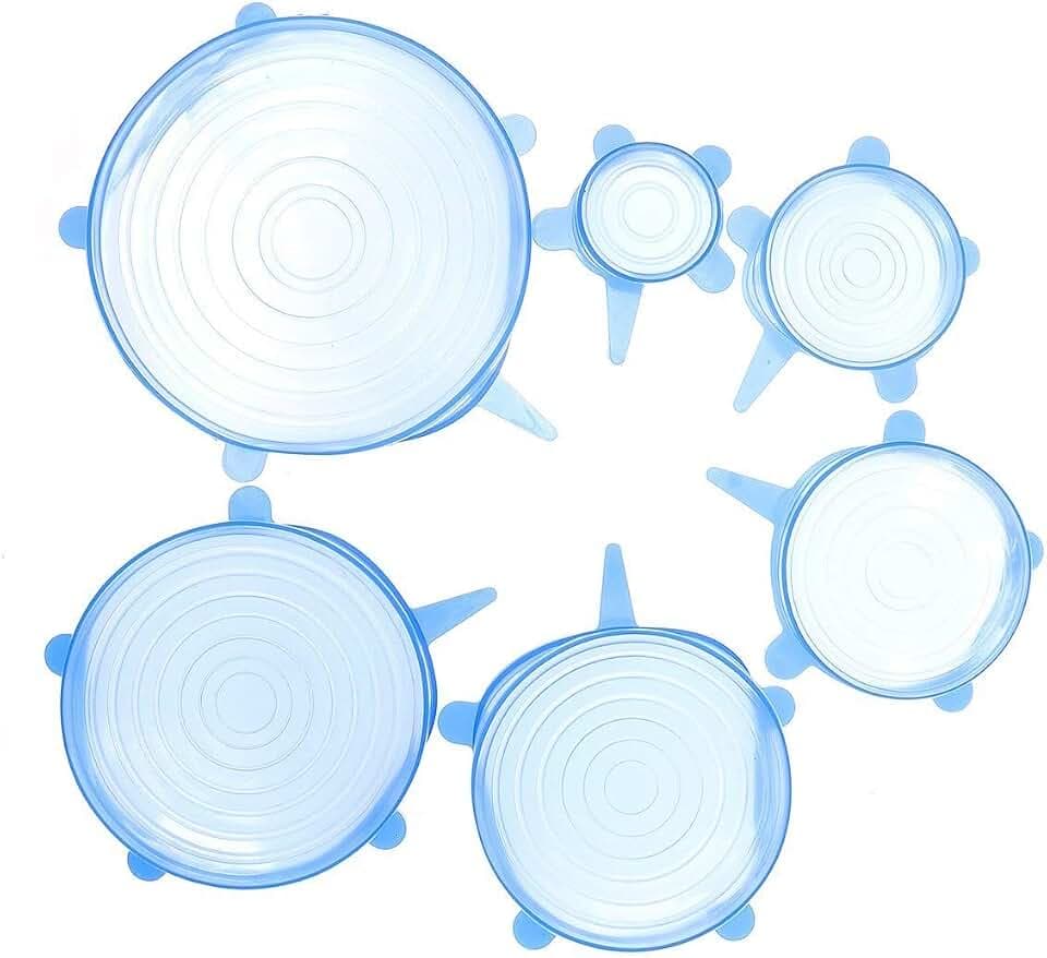 tempo di saldi Deckel aus ausziehbarem Silikon, 6 Stück, umwickelte Folie von 7 bis 20 cm