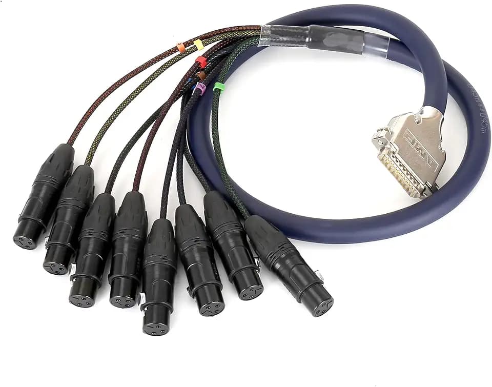 DB25 to XLR Snake Cable, 9.84FT 8-Channel Balanced DB25 Female to XLR 3-Pin Female Breakout Cable for Audio Patch Bay, Mixer, Studio Recording Equipment