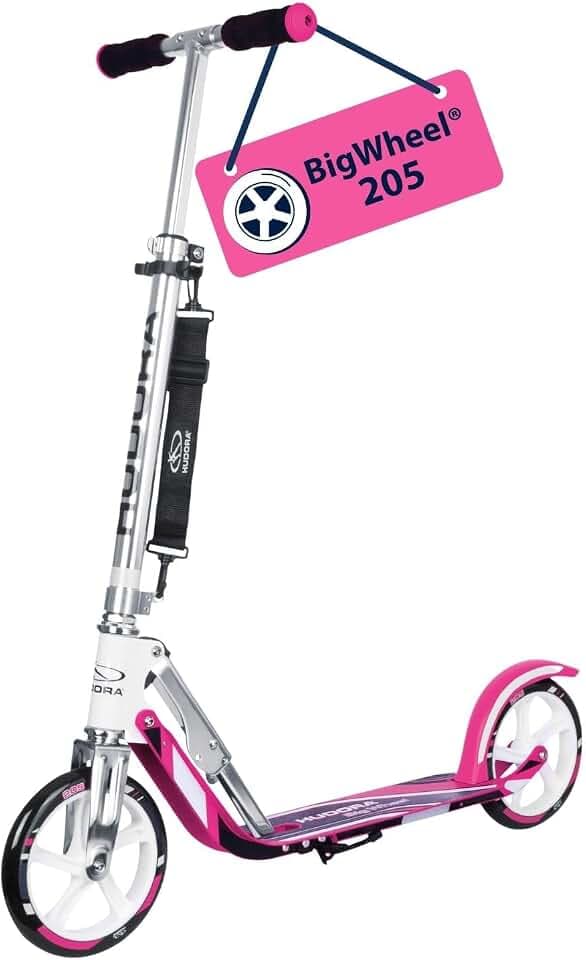 HUDORA BigWheel 205 Scooter - Stabiler Aluminium-Roller - Höhenjustierbarer & zusammenklappbarer Cityroller mit Ständer - Sportlicher Kinder- & Erwachsenenroller für bis zu 100kg