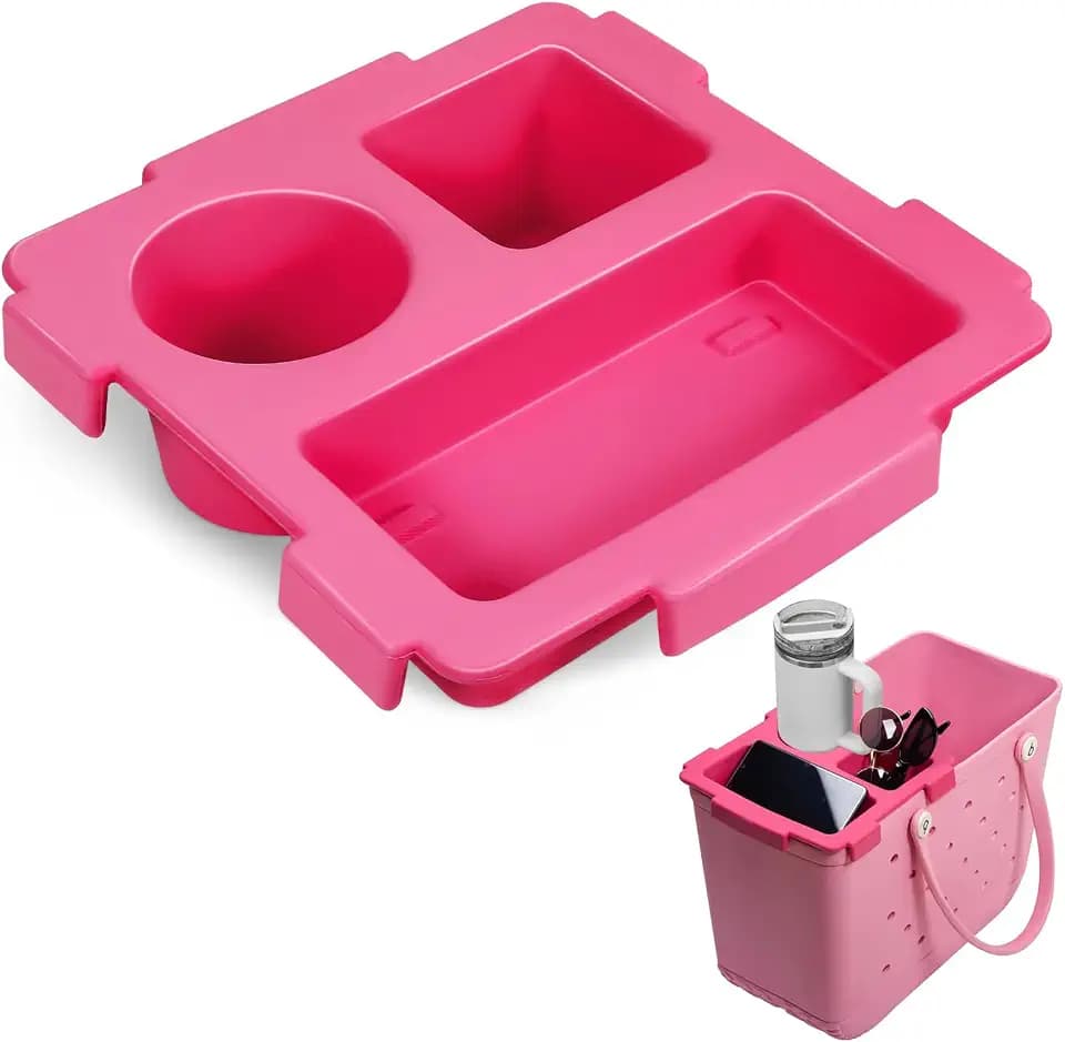 Topper Tray for Bogg Bag XL, Half Top Organizer with Waterproof EVA Phone Holder,Cup Holder, Fits Stanley 30/40oz, Stylish Insert for Tote,bogg bag accessories