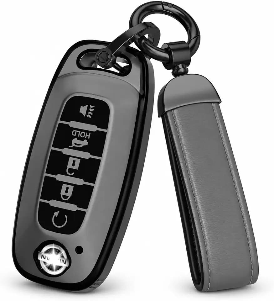 for Nissan Key Fob Cover Accessories, Matte TPU Material, with a Cute Leather Keychain, for 2023 2024 2025 2026 Rogue Pathfinder Versa 2025 Sentra Patrol Armada Smart and More.