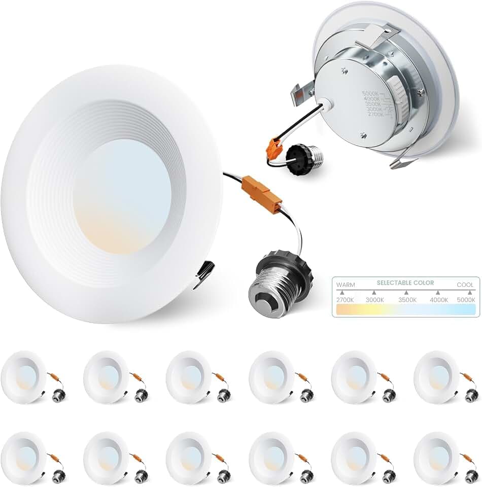 4 Inch Recessed Lighting Led,12 Pack 5CCT Can Light Led Retrofit