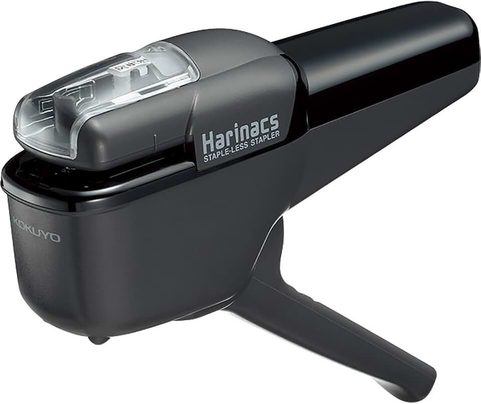 Kokuyo Harinacs SLN-MSH110D Japanisches Heftgerät ohne Klammern, bis zu 10 Papiere, Schwarz