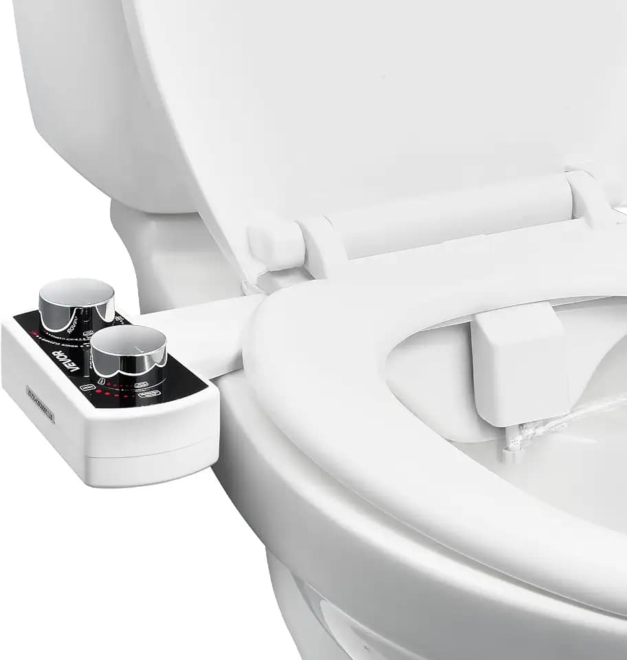 VEVOR Bidetaufsatz ultradünner Toilettensitz-Aufsatz mit 2 einziehbaren Düsen & einstellbarem Wasserdruck, nicht elektrischer Kaltwassersprüher für die Wasserwäsche vorne & hinten WC-Aufsatz