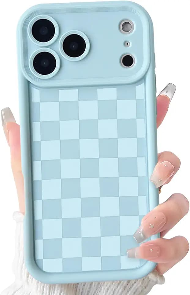 Lovmooful for iPhone 17 Pro Max/18 Pro Max Case Cute Plaid-Blue