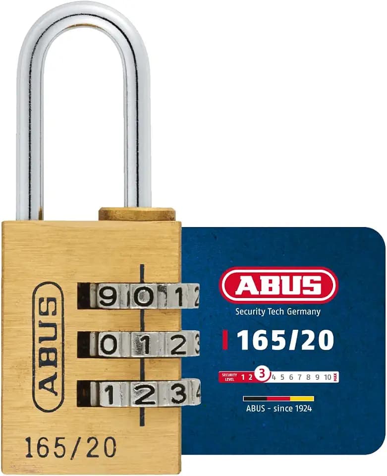 ABUS Vorhängeschloss 165/20 - Zahlenschloss aus Messing, Sicherheitslevel 3