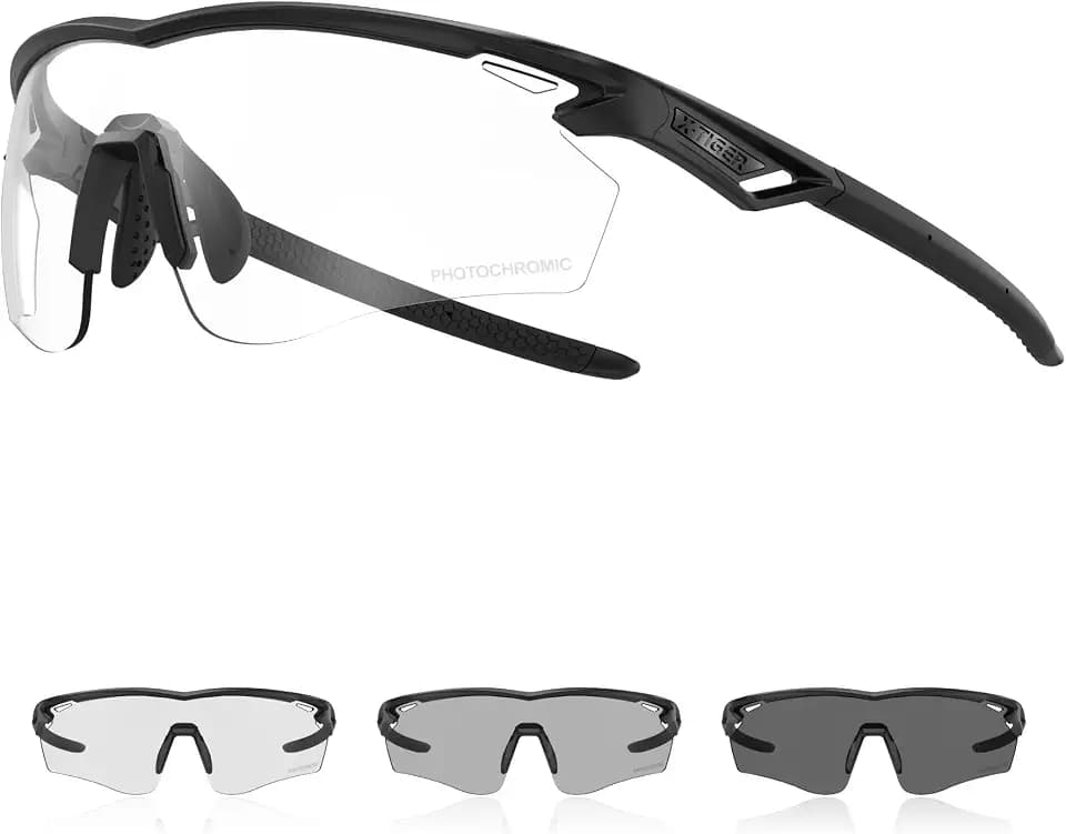 X-TIGER Photochrome Fahrradbrille Herren Damen UV400 Ideale Auto Selbsttönend Sonnenbrille für MTB, Radfahren, Outdoor Sport Hochwertige MTB Laufbrille