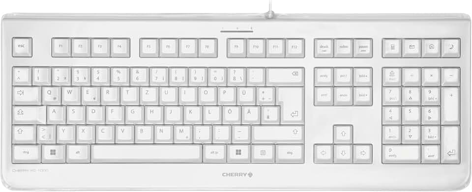 Cherry KC 1068, Flache wasserdichte Tastatur, Schweiz QWERTZ, Weiß-Grau