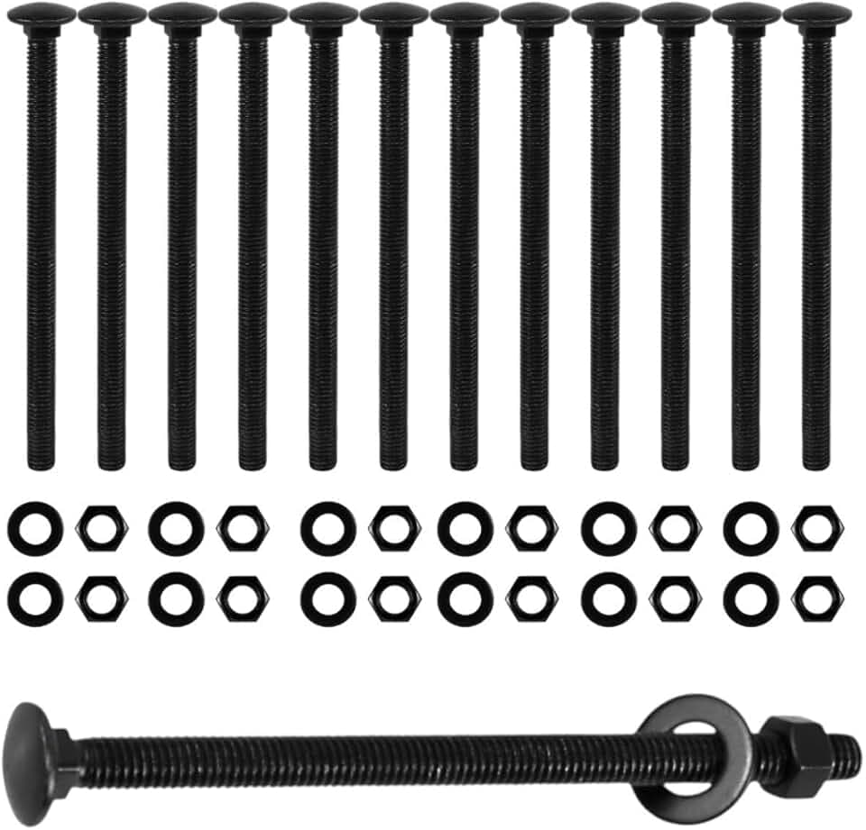 CNQLIS 3/8" x 6" Carriage Bolts Kit, 25PCS Black Carriage Bolts