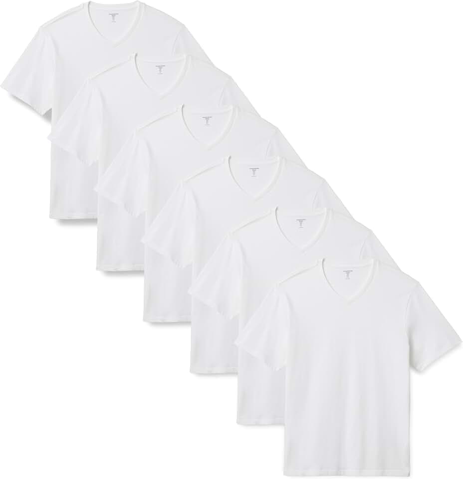 Amazon Essentials Herren Kurzärmliges Regular-Fit-T-Shirt, 6er Pack