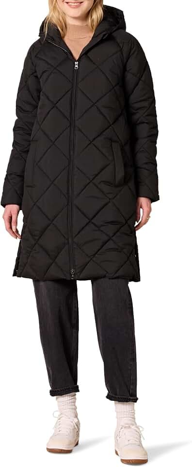 Amazon Essentials Women's Puffer Jacket, Heavyweight Diamond Quilted Knee Length Winter Coat