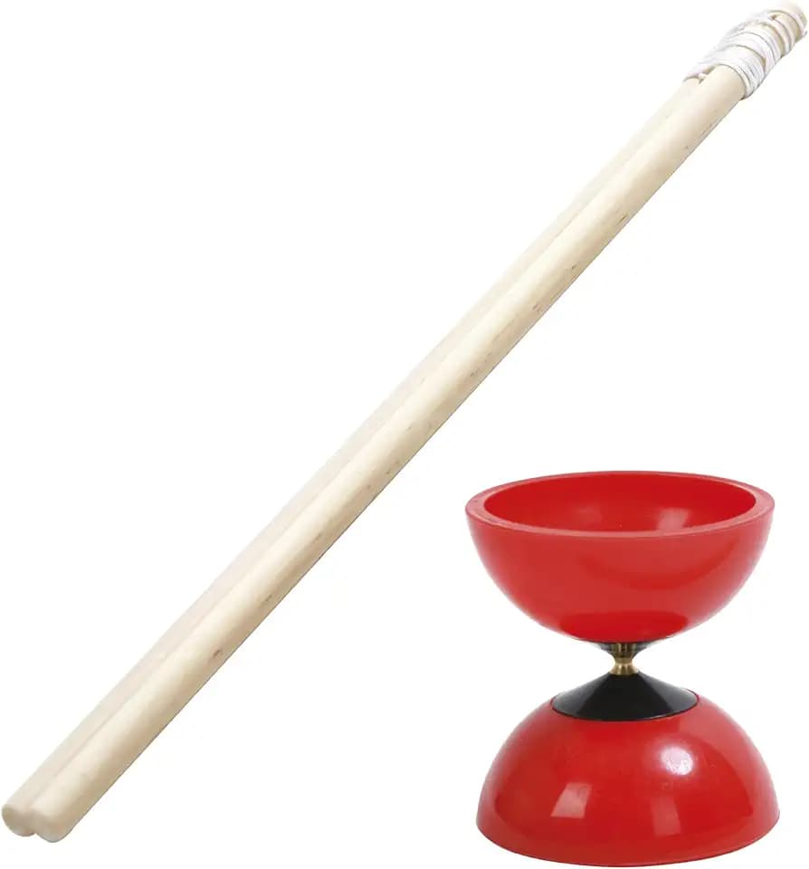 Schildkröt® Diabolo Set, aus elastischem roten Polyethylen, Metallnabe, 2 Holzstäbe inkl. Schnur und Anleitung, 970136