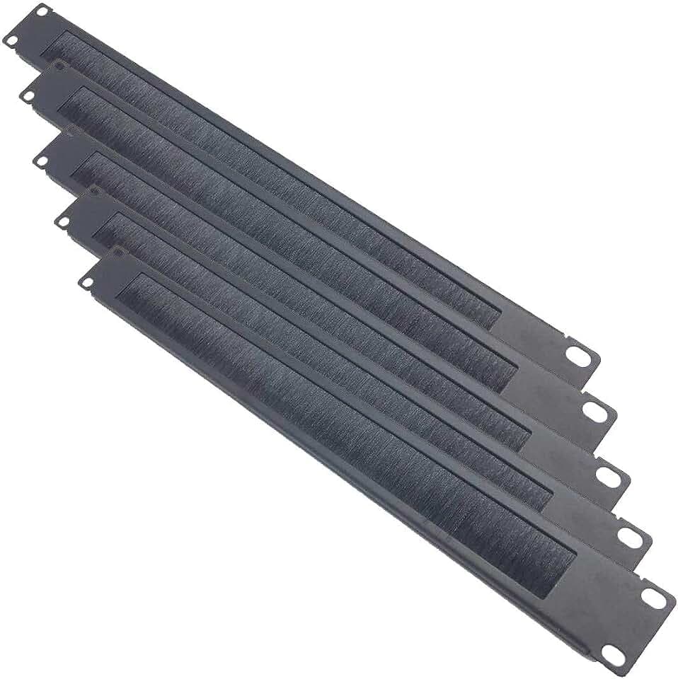 5 Pack 1U Brush Cable Manager Panel Horizontal Rack Mount