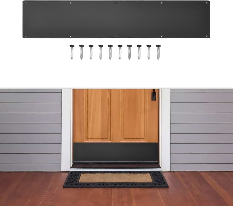 1 Pcs Door Kick Plates - 10 x 34 Inches Door Push Plate (Black)