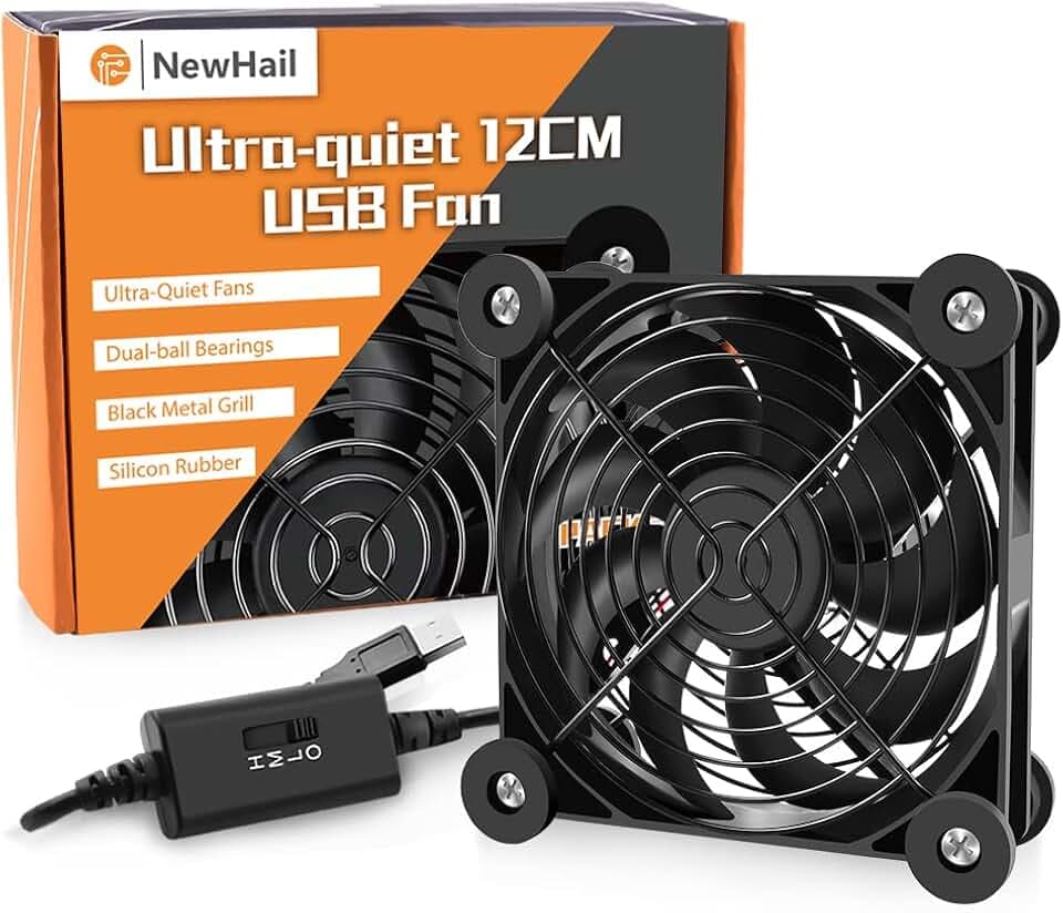 USB Lüfter 120mm PC Lüfter Dual Kugellager mit 3 Einstellbare Geschwindigkeiten,USB Ventilator 5V leise kompatibel mit Router, Xbox, Modem, Empfänger, DVR, TV-Box(1Pack)
