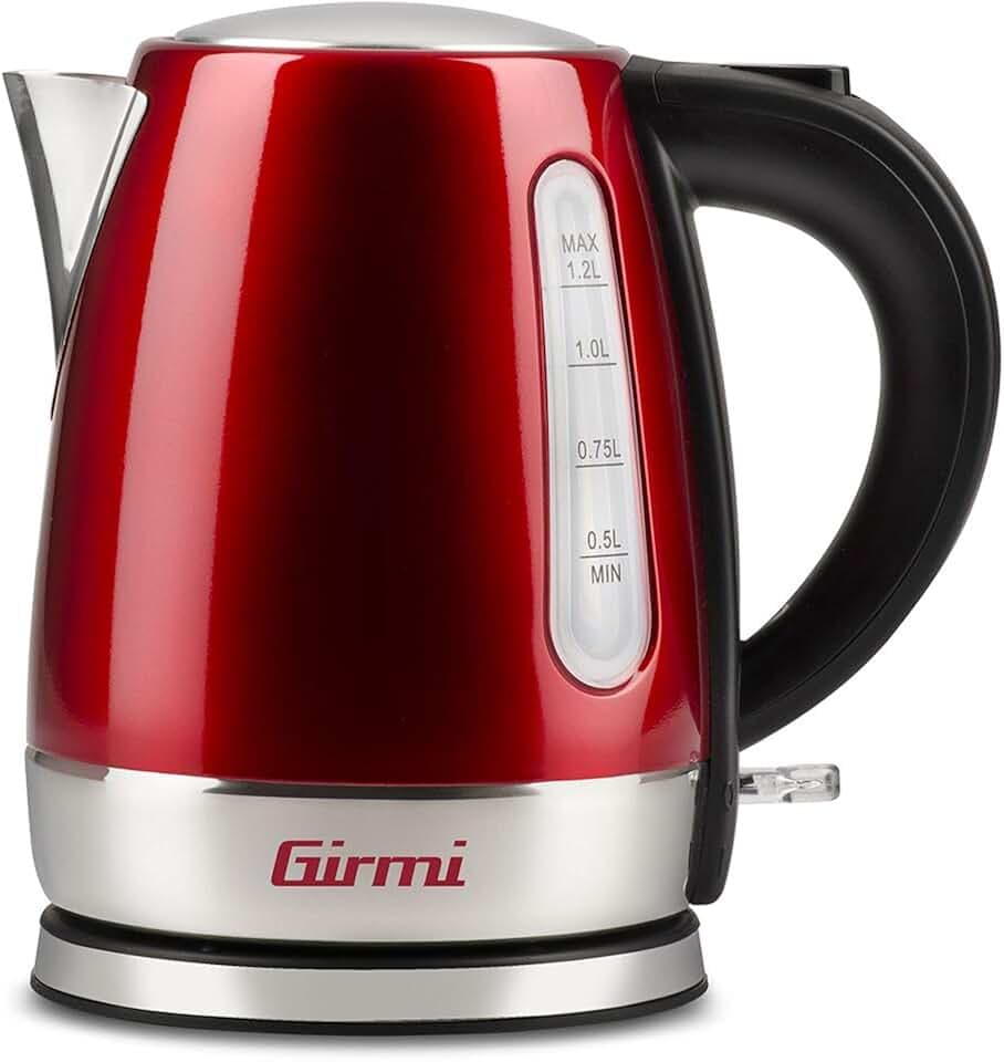 Girmi Bl32 kabelloser Wasserkocher aus Edelstahl, 1,2 l, 1630 W, Rot