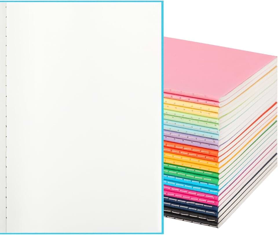 24 Pack Colorful Blank Notebooks for Writing, 8.3x5.5 Inch Journals Bulk