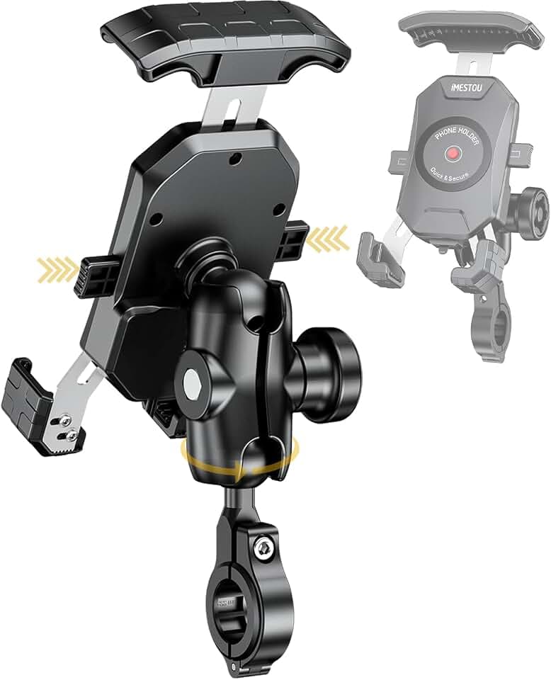 iMESTOU Anti-Diebstahl Motorrad Telefon Halterung, 1" Ball Handy Halter | Aluminium Kugelhalterung 25mm, 360°Drehbar, Einsetzbar für Smartphones von 4,0–7,0“, Für Lenker mit 22–32 mm Durchmesser