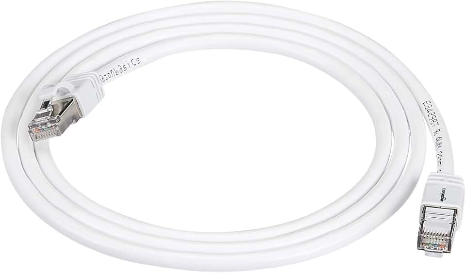 Amazon Basics RJ45 Cat 7 Ethernet Patch Cable, 10Gbps High-Speed, 600MHz, Double-Shielded, 5 Foot, White