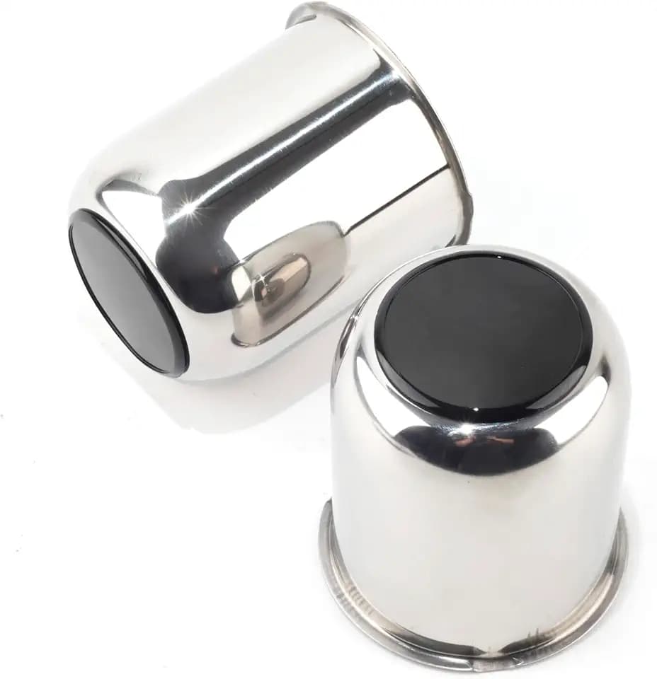 2Pcs 3.19" Stainless Trailer Wheel Center Caps, 3.62" H Chrome