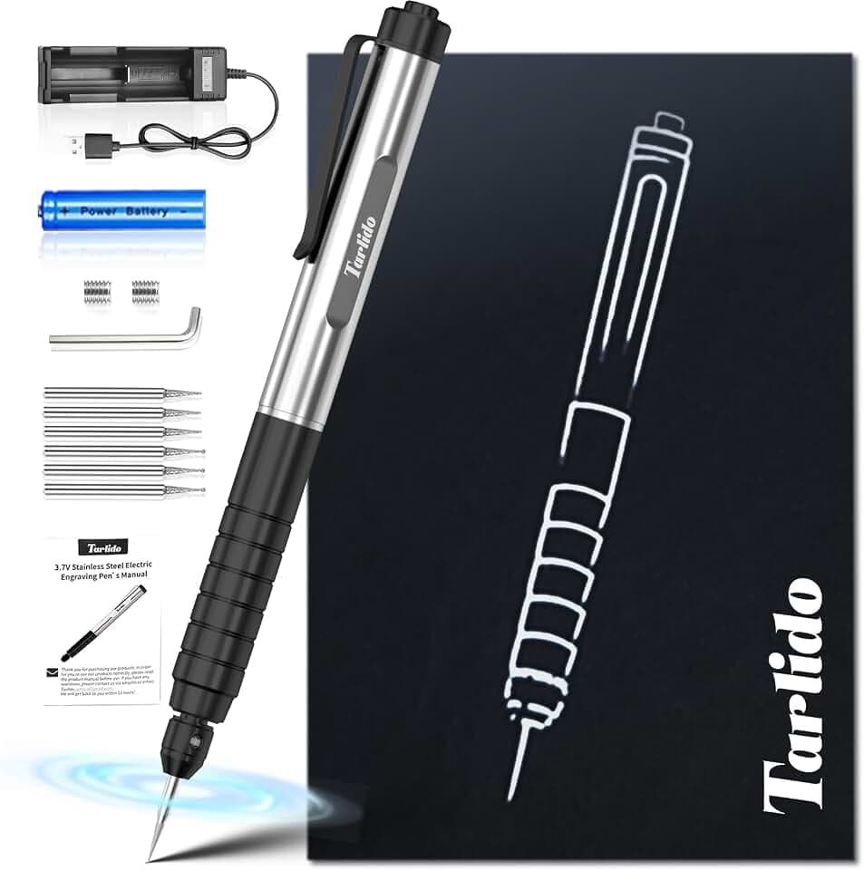 Tarlido Engraving Pen, USB Rechargeable Cordless Rotary Tools, Professional Mini Carving Machines Portable DIY Engraver Machine for Metal to Wooden, Glass, Jewelry-Black