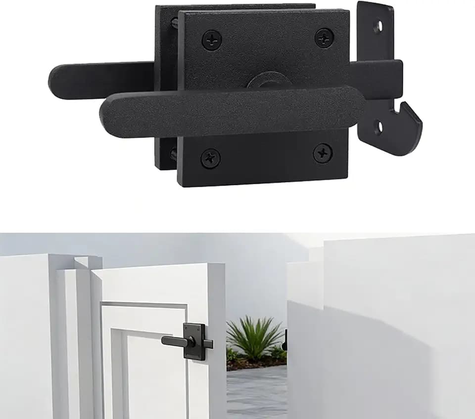 Türriegel beidseitig Flügeltürriegel gartentor schloss Torriegel aus Aluminium Beschläge für Holzzäune Geeignet für Gartentüren Holztüren Zauntüren Pooltüren und Hinterhof(Schwarz)