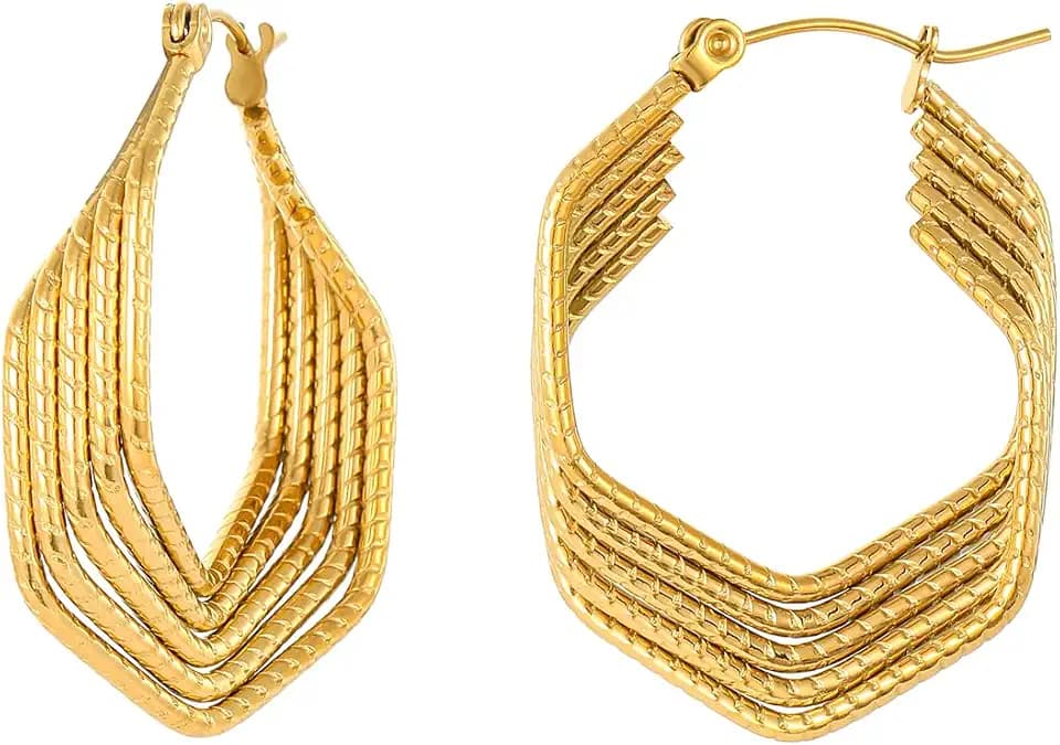 Gold Earrings for Women Geometric Twist Hoop Earrings