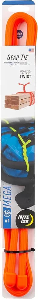Nite Ize Gear Mega Twist Tie - 64-Inch - Reusable Gear & Zip Ties - Electric Cord Organizers - Cords - Bright Orange