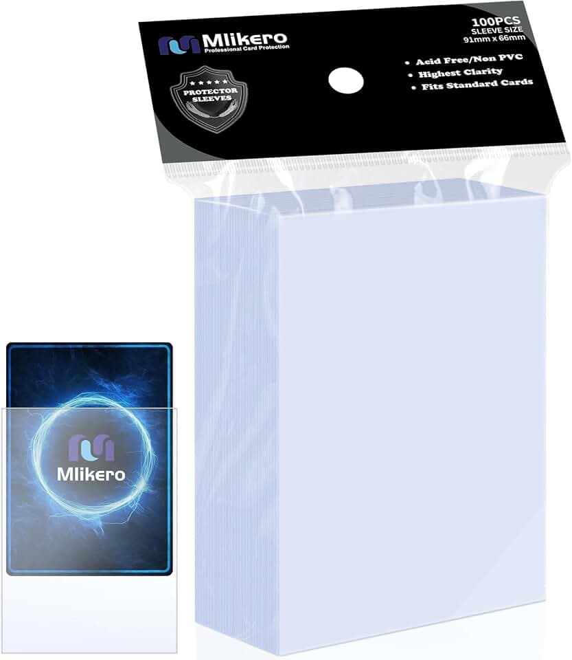 Mlikero 100 Count Card Sleeves, Clear Soft Trading Card Sleeves, Polypropylene (PP), Fit for MTG, TCG, Baseball, Football, Game Cards